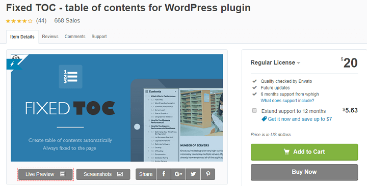 Fixed TOC Plugin tạo mục lục cho WordPress
