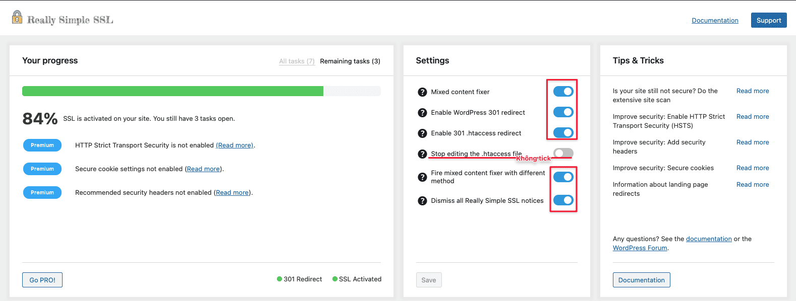 Settings Really Simple SSL