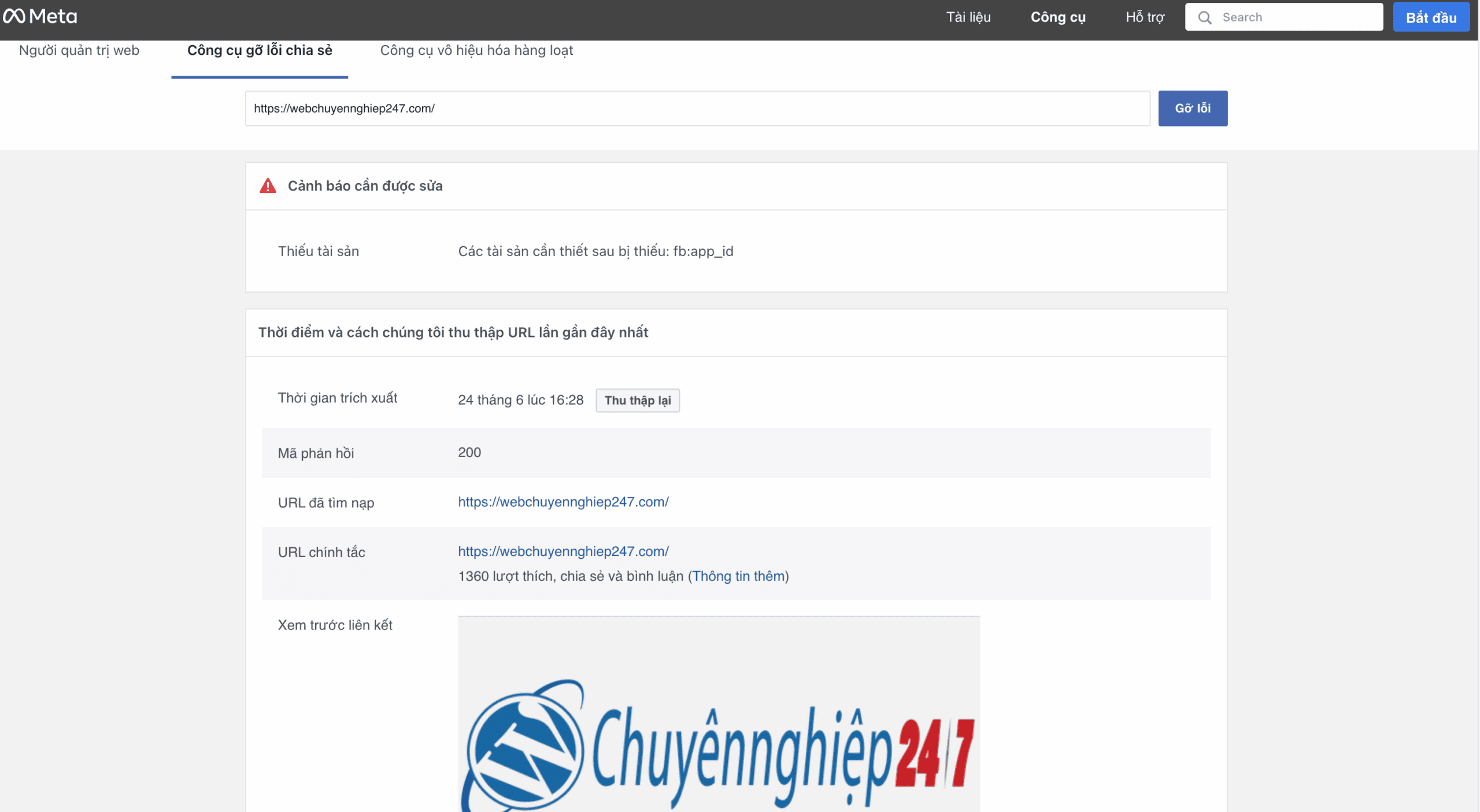 Cập nhật thumbnail và nội dung khi chia sẻ link website lên Facebook